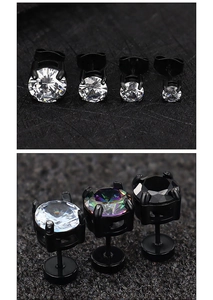 Détails de boucles d'oreilles en acier noir multi-tailles avec oxydes de zirconium