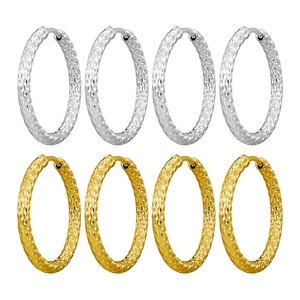 Titanium Roestvrij Stalen Hoop Oorbellen Gehamerd Getextureerd Gedraaid Patroon Veelkleurig Rond Huggie Oorbellen Sieraden Voor Dames Heren