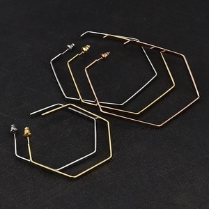 Orecchini a Cerchio Esagonali Minimalisti per Donna Acciaio al Titanio Geometrici Grandi Orecchini Geometrici Oro Argento Oro Rosa Gioielli di Moda