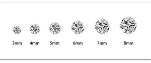 Guida alle taglie per orecchini a perno con zirconi cubici da 3 mm a 8 mm di diametro