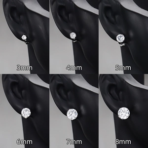 Lot de boucles d'oreilles en titane avec oxydes de zirconium ronds de 3 à 8 mm