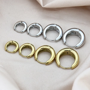 Minimalist Stainless Steel Chunky Hoop Earrings For Women Fashion Titanium Steel Geometric Huggie Earrings Gold Silver Polished Jewelry