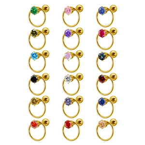 Pendientes de acero de titanio con circonitas redondas en 18 colores variados