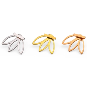Boucles d'Oreilles Minimalistes en Acier Inoxydable Trois Feuilles pour Femmes Or Argent Or Rose Boule Barre Carrée Bijoux