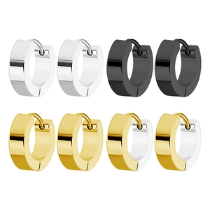 Pendientes de Aro Planos Minimalistas de Acero Inoxidable para Hombre Mujer Pendientes Huggie de Círculo Geométrico Joyería de Moda Unisex