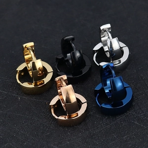 Gepolijste roestvrijstalen huggie oorbellen set in goud zwart zilver roze goud en blauw