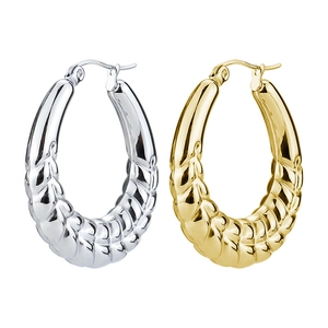 Boucles d'oreilles créoles géométriques vintage en acier inoxydable doré et argenté