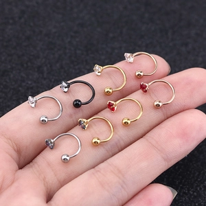 Titanium Alloy Zirconia Horseshoe Barbell C-Shape Nose Ring Ear Cartilage Stud Septum Piercing Body Jewelry For Men Women