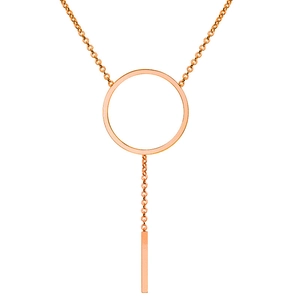 Minimalistische roségouden Y-vormige ketting met holle cirkel en verticale staafhanger