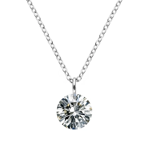 Mode titanium stalen ketting met een ronde sprankelende zirkoon waterdruppel hanger