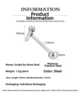 Dessin technique montrant les dimensions 10mm et 1,6mm d'épaisseur du piercing crâne en titane