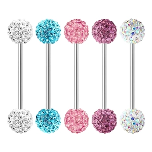 Piercing de Langue Barbell en Acier Inoxydable Incrusté de Strass Bijoux de Corps Style Punk pour Hommes Femmes