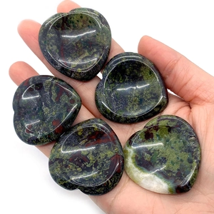 Perles en pierre naturelle jaspe sang de dragon en forme de coeur pour bijoux DIY