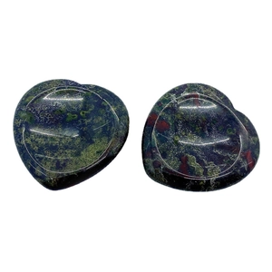 Polished heart-shaped dragon blood jasper thumb stones for stress relief and massage