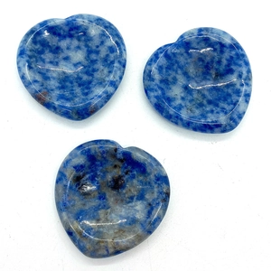 Pierres de massage du pouce en forme de cœur en pierre bleue naturelle polie, lot de 3