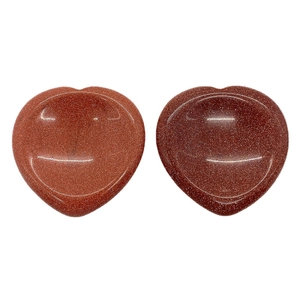 Natural heart shaped goldstone thumb massage stone with smooth concave decompression surface