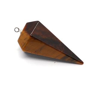 Faceted tiger eye cone pendant with silver metal bail for DIY jewelry necklace
