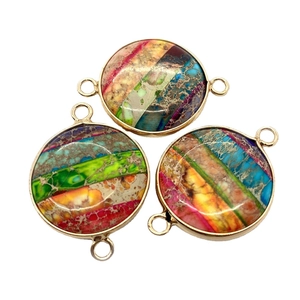 Natuurlijke ronde keizersteen connectoren met goudlaag voor DIY sieraden maken