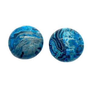 Due perle rotonde da 19mm in agata blu lucidata naturale per la creazione di gioielli DIY