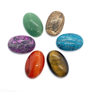 Natural Stone Oval Cabochon Beads Tiger Eye Green Aventurine Agate DIY Jewelry Making Polished Flatback No Hole Gemstone