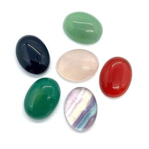 Oval natural stone cabochon set including rose quartz and aventurine for DIY jewelry