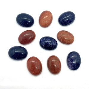 Cabochons ovales en pierre de sable bleu et brun pour la création de bijoux DIY
