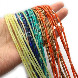 Colorful 2x4mm natural emperor stone tube beads for DIY necklace and jewelry making