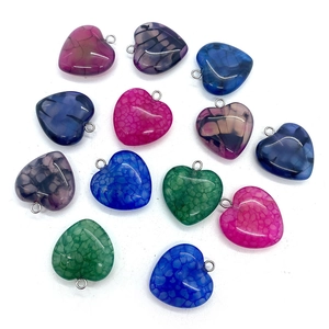 Pendentif en Agate de Pierre Naturelle en Forme de Cœur Avec Boucle en Métal pour la Fabrication de Bijoux DIY Accessoire Collier