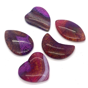 Five-piece set of natural dragon vein agate pendants in purple and pink tones