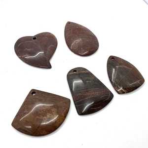 Red jasper natural stone pendant set with teardrop and heart shapes for jewelry making