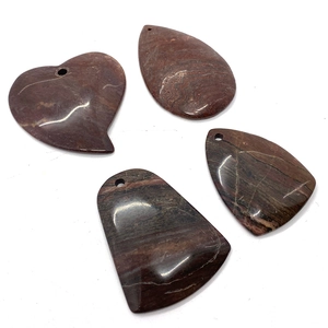 Natural red agate stone pendants in heart and teardrop shapes for DIY jewelry making