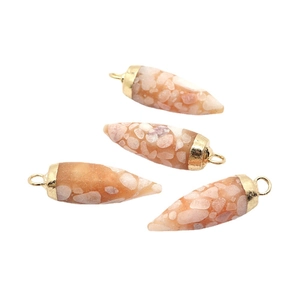 Pendenti in turchese rosa e bianco con cappucci dorati per gioielli fai-da-te