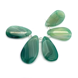 Natural green striped agate teardrop pendants for DIY jewelry making 16x25-18x35mm