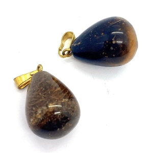 Natural tiger eye stone teardrop pendant with gold clasp for DIY jewelry making accessories