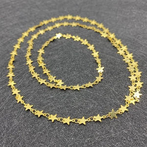 Golden star shaped copper pendant chain necklace roll for DIY jewelry making accessories