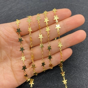 Golden 6mm star charms on a twist chain for DIY jewelry making and necklace design