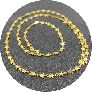 Golden 6mm star-shaped brass pendant chain roll for DIY jewelry necklace making
