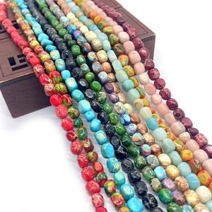 Natural Imperial Jasper Loose Beads 5x7mm Irregular Barrel Stone Beads For Jewelry Making DIY Bracelet Necklace Strand