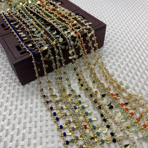 Bohemian DIY Jewelry Chain Accessory With Crystal Beads And Copper Teardrop Pendants For Handmade Necklace Bracelet Craft