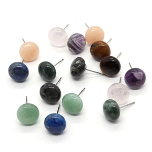 Natural gemstone stud earrings set including Amethyst Tiger Eye and Rose Quartz spheres