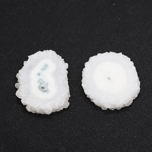 Irregular natural white crystal druzy slices with green core for DIY jewelry crafts
