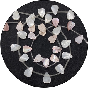 Cuentas de concha natural en forma de pétalo, blanco y rosa, para bisutería DIY