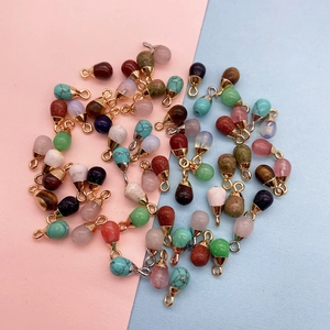 Colorful water drop gemstone pendants with gold loops for DIY jewelry making