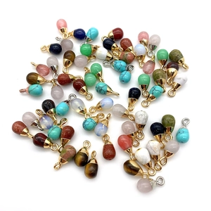 Assorted natural stone teardrop pendants in various gemstones for DIY jewelry making