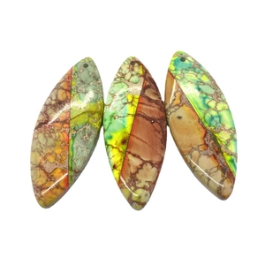 Rice-shaped multicolored natural stone turquoise pendants with polished finish for DIY jewelry