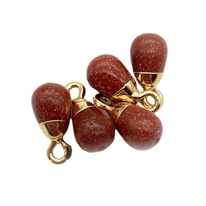 Waterdrop red goldstone pendants with gold caps for DIY jewelry making accessories