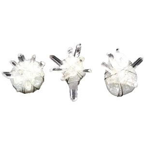 Natural Freshwater Pearl Clear Quartz Cluster Wire Wrapped Pendant Round White Crystal Silver Wire Wrap DIY Jewelry Accessory