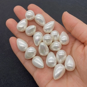 Lustrous white teardrop pearl beads with top drill hole for DIY jewelry making