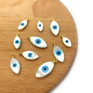Natural mother of pearl evil eye shell pendants in various sizes for DIY jewelry making
