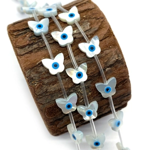 Natürliche Muschel Schmetterling Evil Eye Perlen 6x9mm für DIY Schmuckherstellung